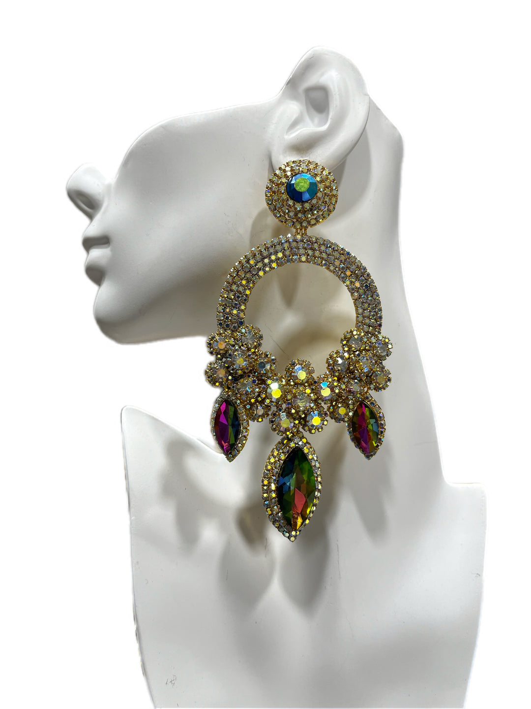 Wopemi oversized evening rhinestones earrings