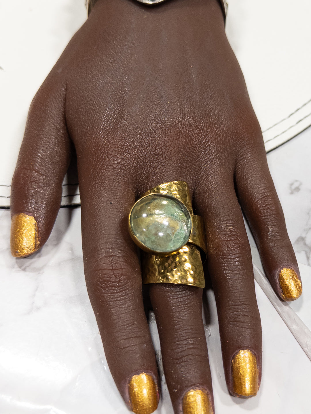 UPINDE Wraparound stone and Brass Ring