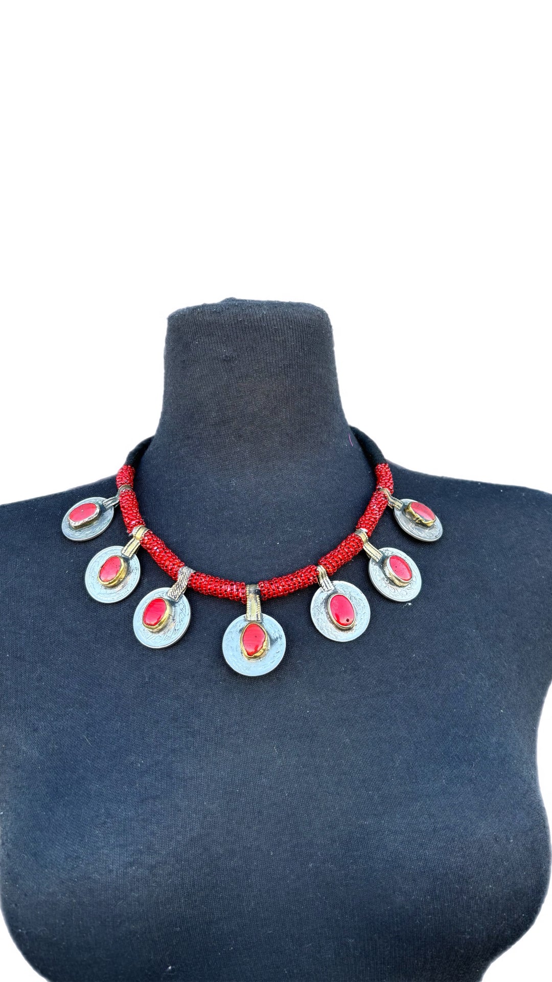 Sample : Handmade Red Coin Pendant Necklace