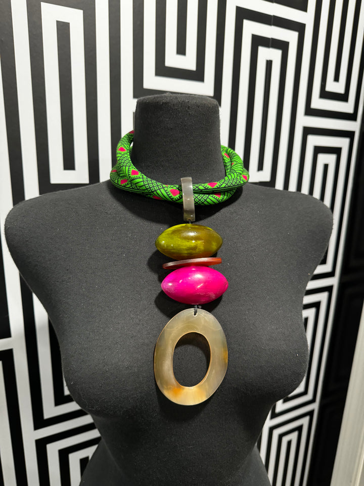 Ankara print chokers with pendant necklace
