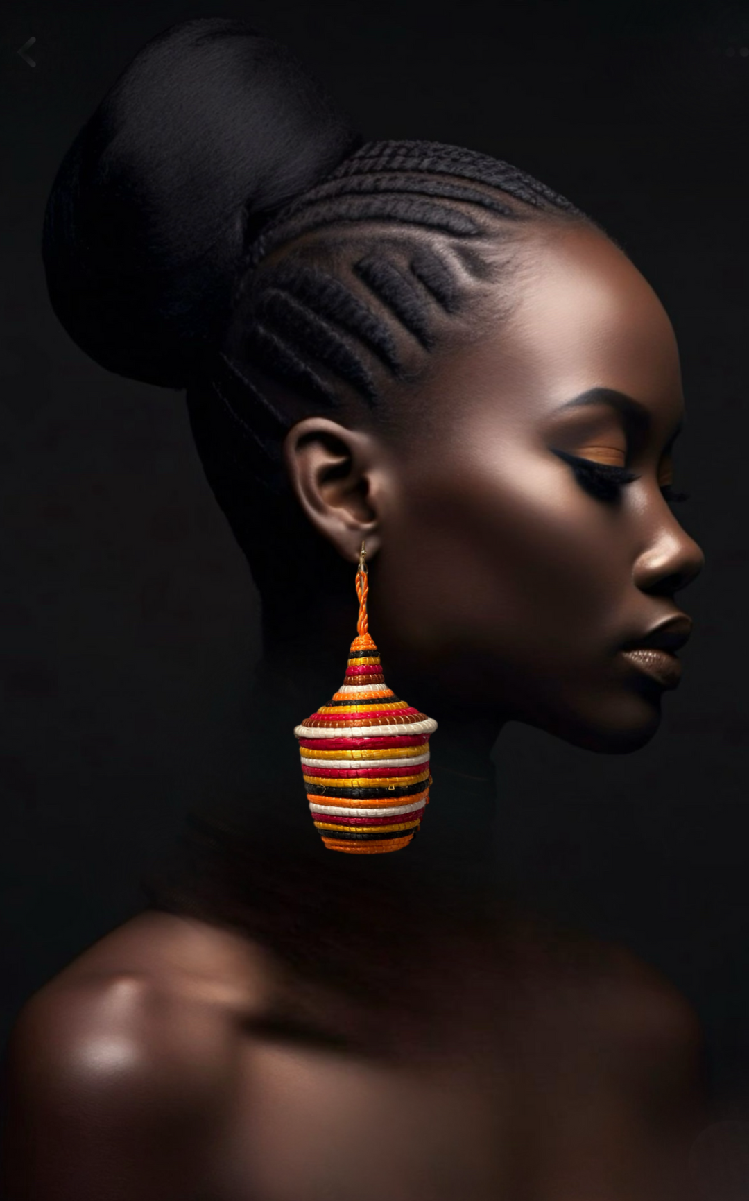 Amahoro Bambaro Basket Earrings - multi orange
