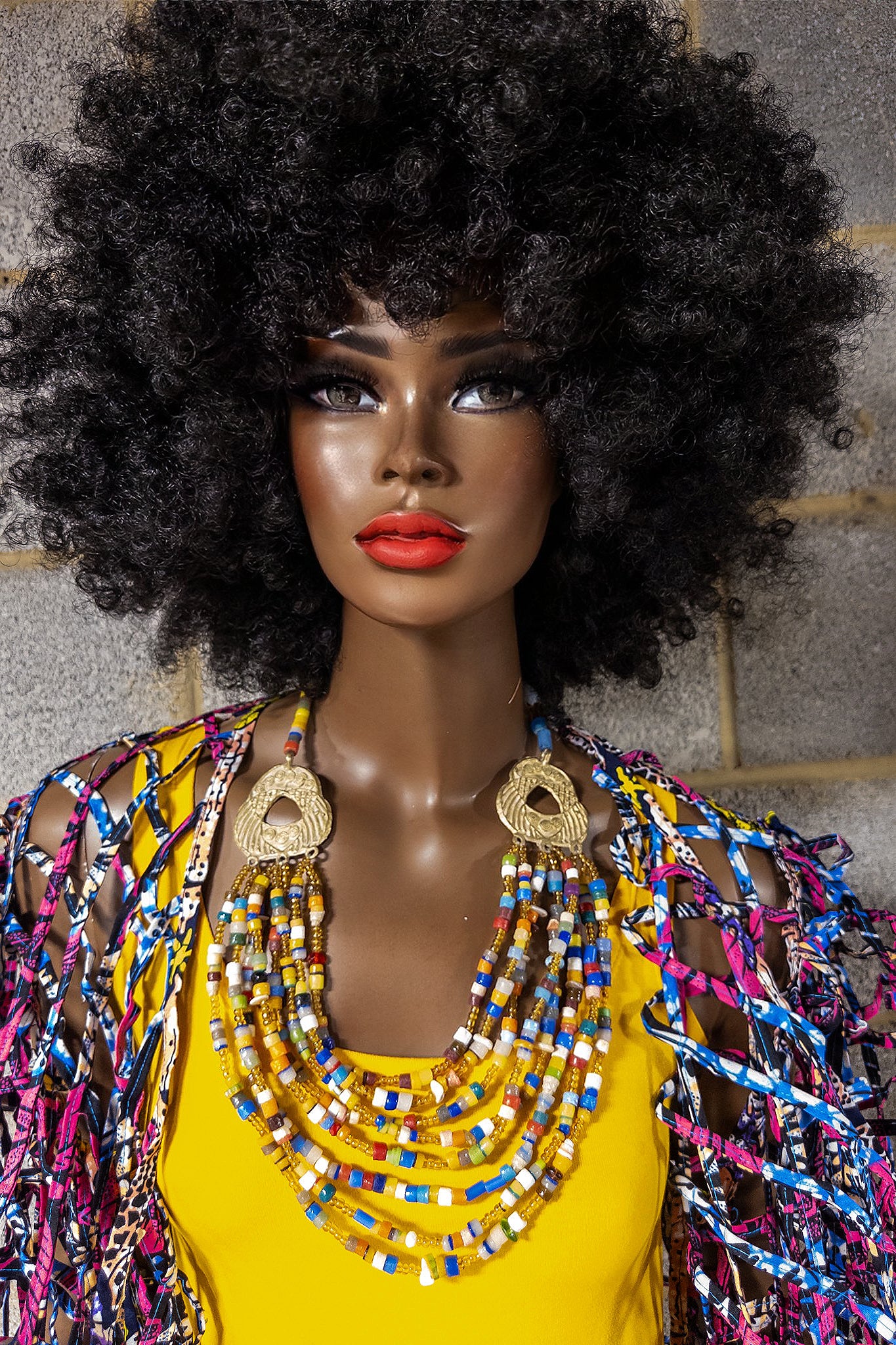 Sample : Ghana glass beads &brass multicolor necklace