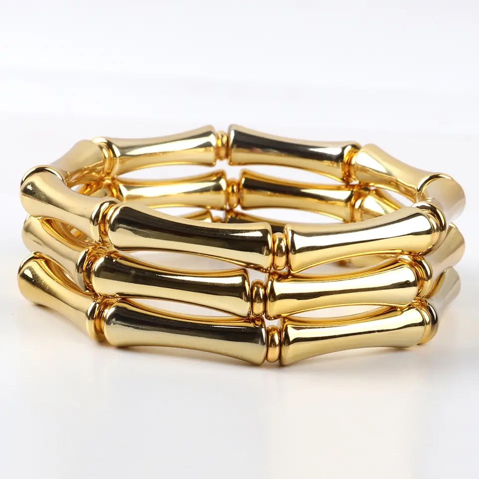 3 set Golden Bamboo Hand Bracelet