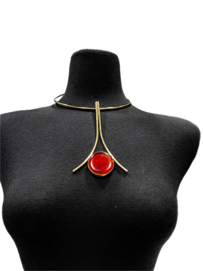 Upinde Tower Brass with Glass Stone Necklace