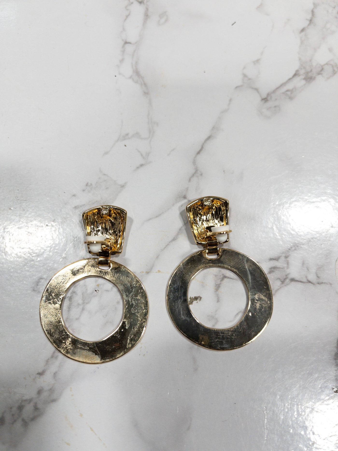 Brushed Gold Circle hoop clip on earrings