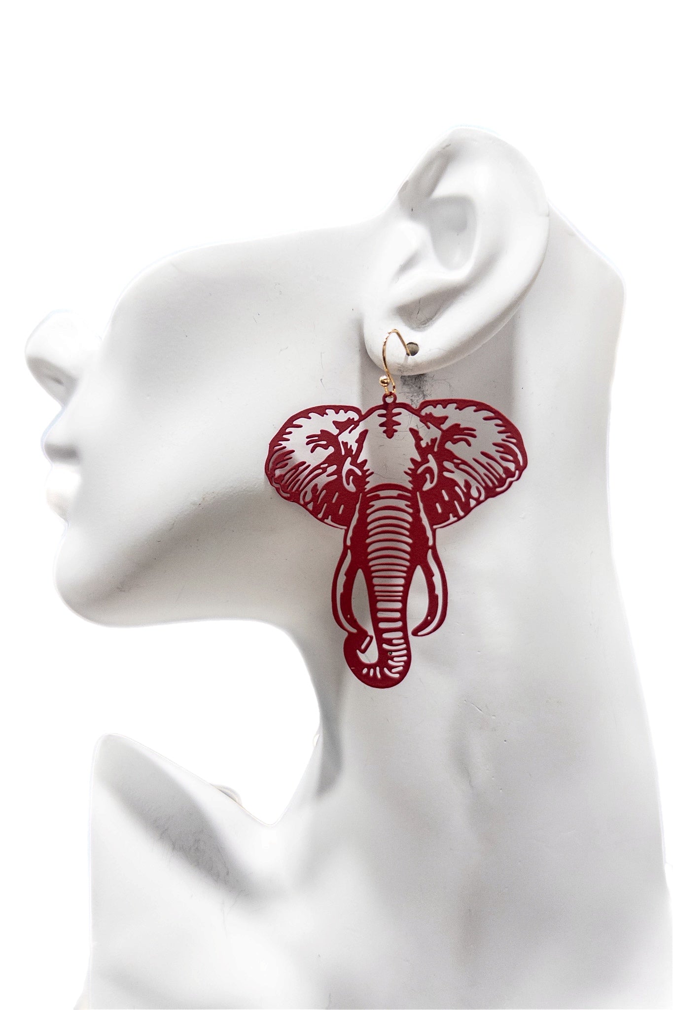 Lightweight Osuno elephant head Cut out Brass Earrings