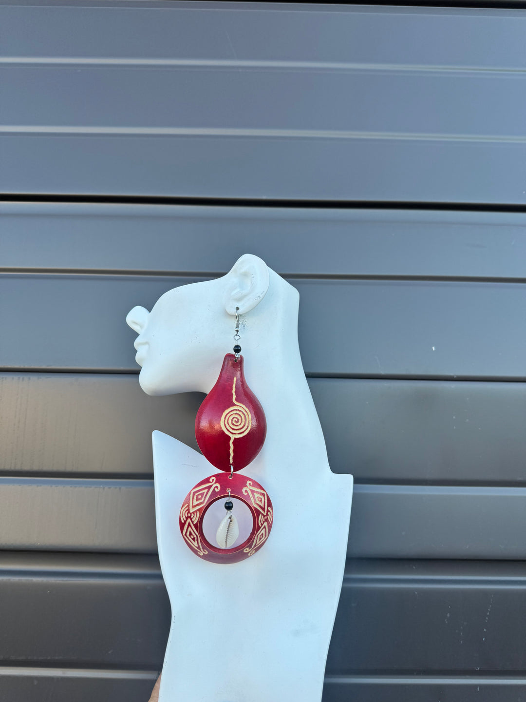 Red Calabash Tribal Expressions Earrings