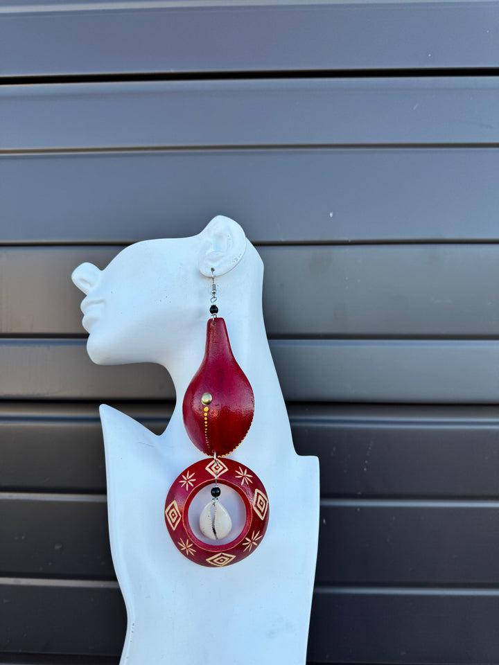 Red Calabash Tribal Expressions Earrings