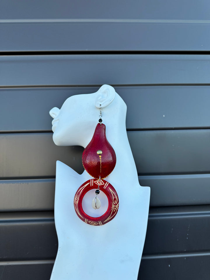 Red Calabash Tribal Expressions Earrings