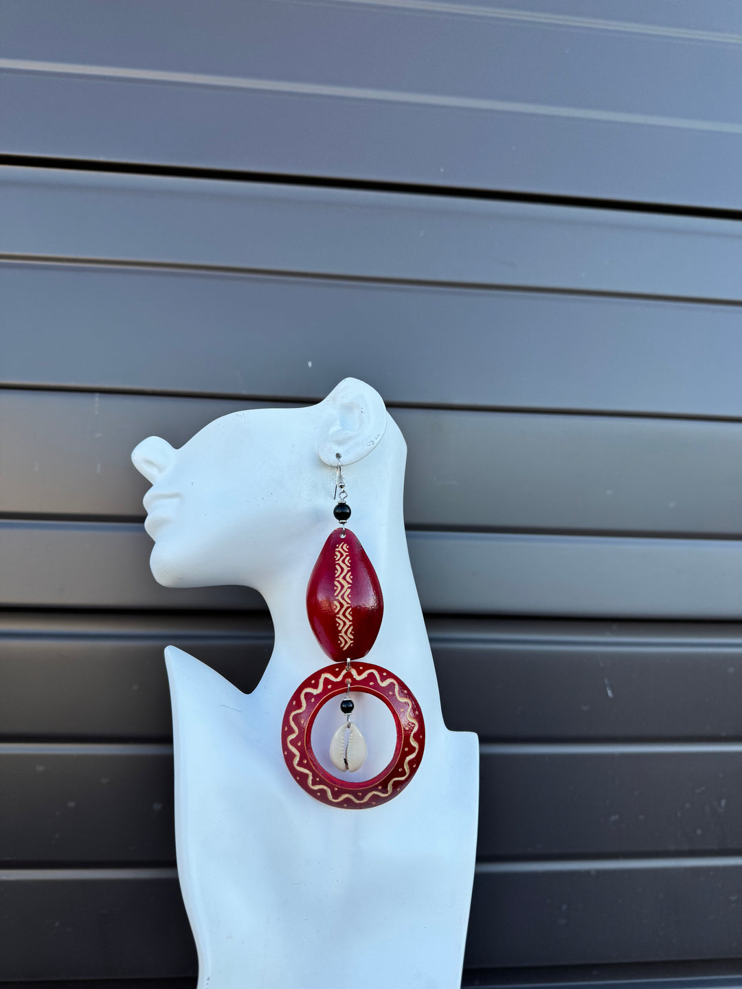 Red Calabash Tribal Expressions Earrings