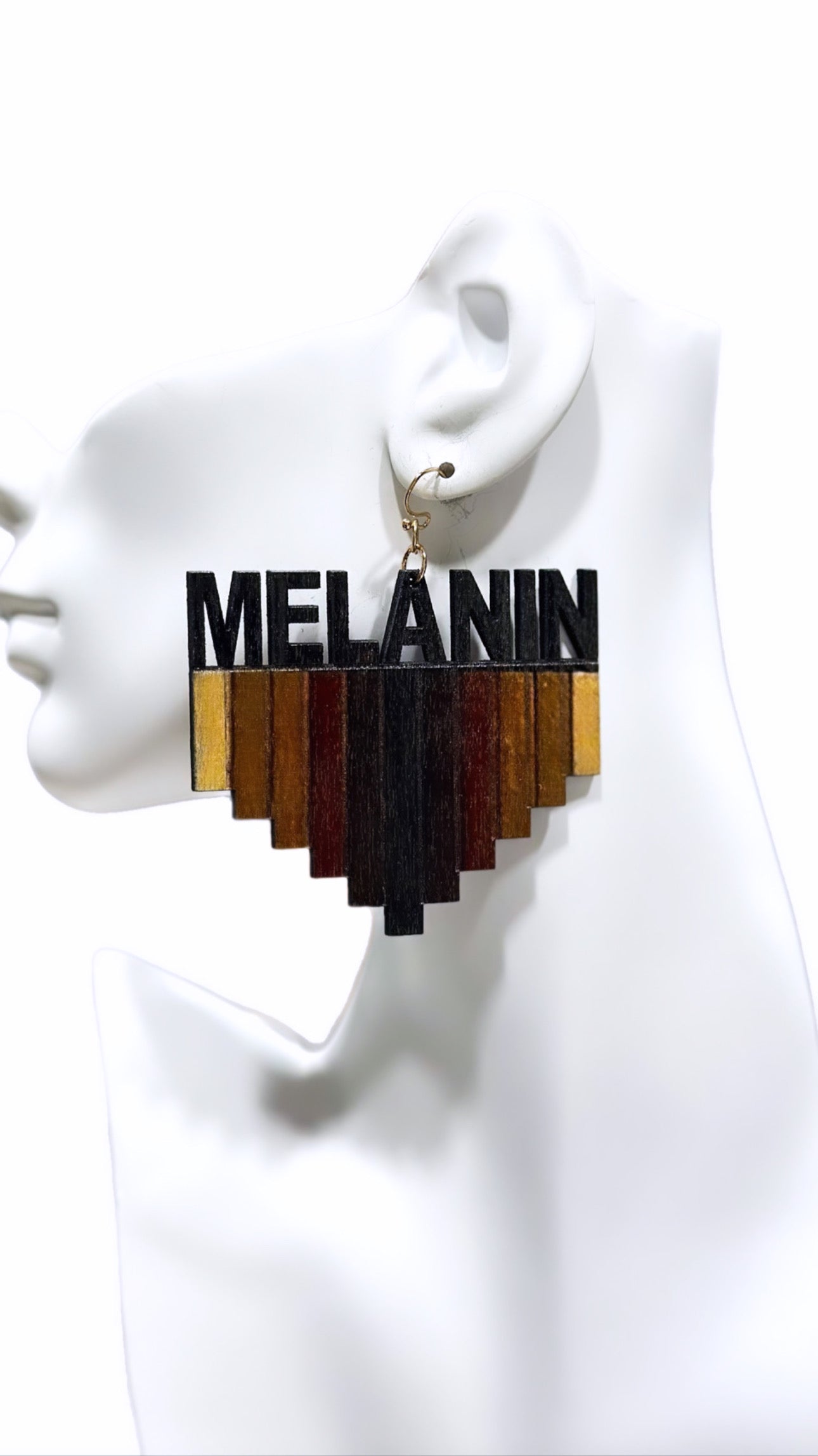 Melanin Carved Wood Earrings