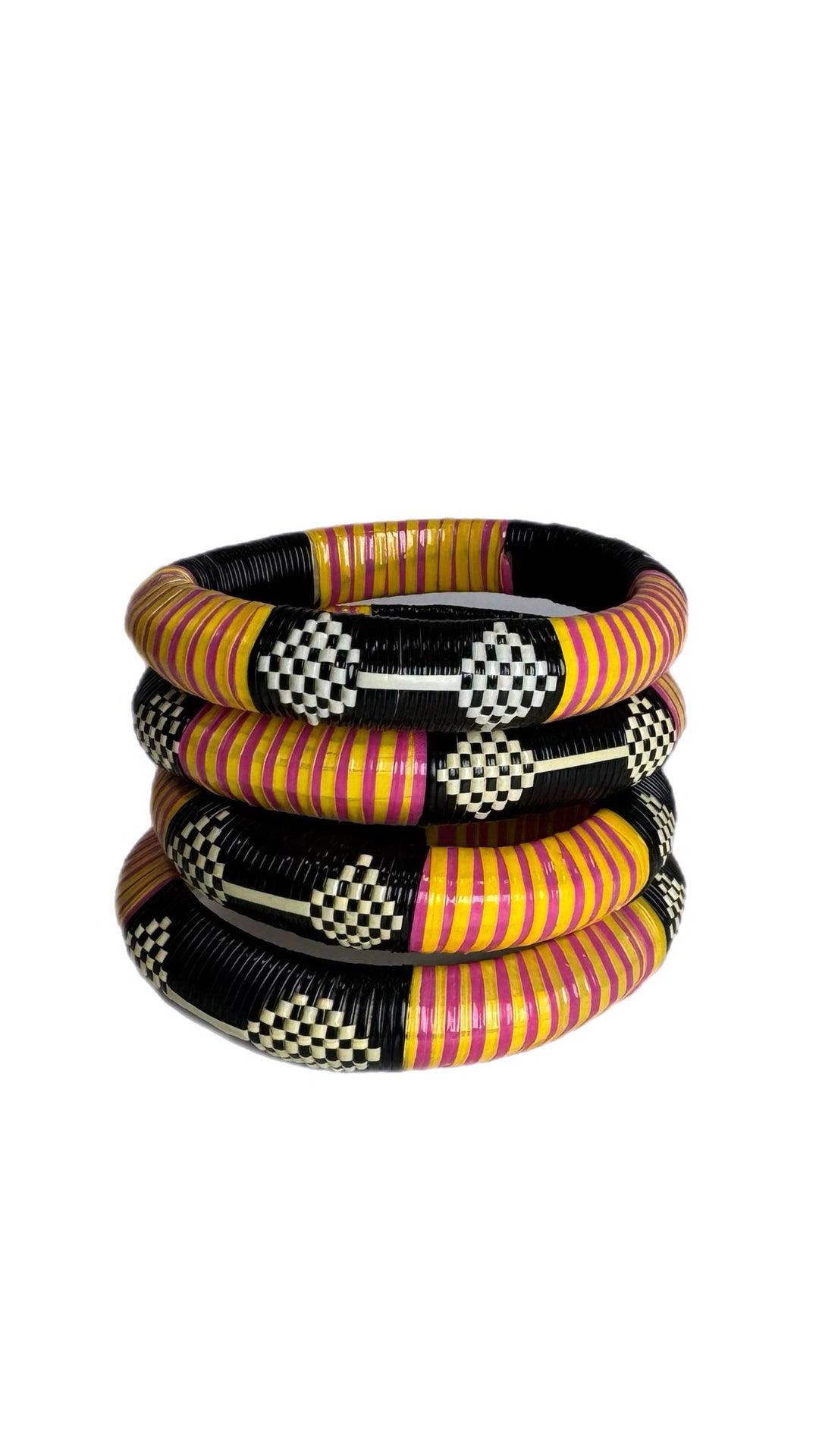 Pink Woven Bangle Set