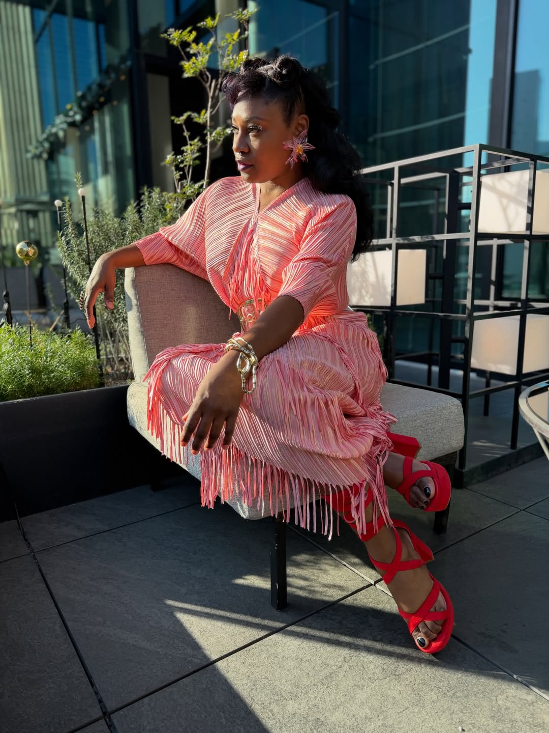 Oversized Resin Petal Flower Statement Earrings