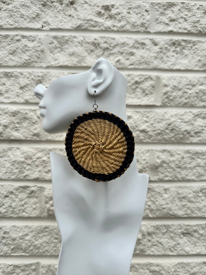 Assorted Fans Woven Straw Earring