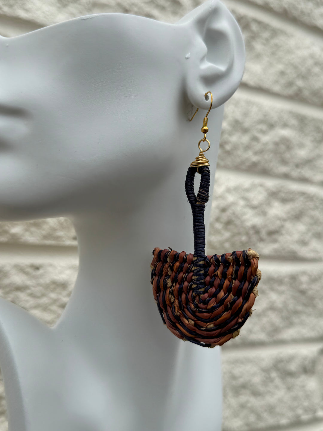 Assorted Fans Woven Straw Earrings