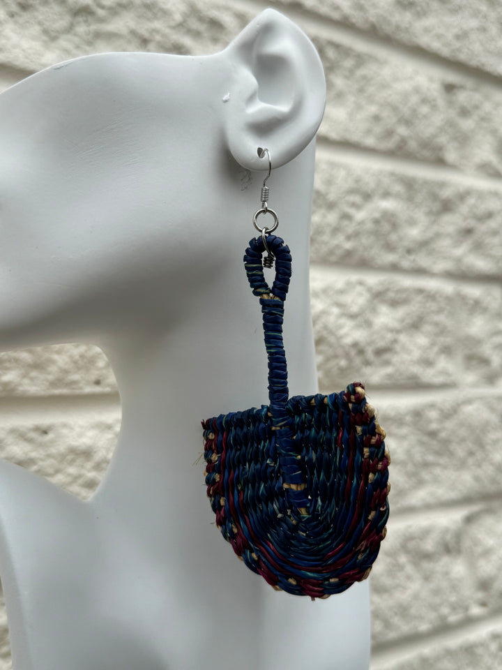 Assorted Fans Woven Straw Earrings