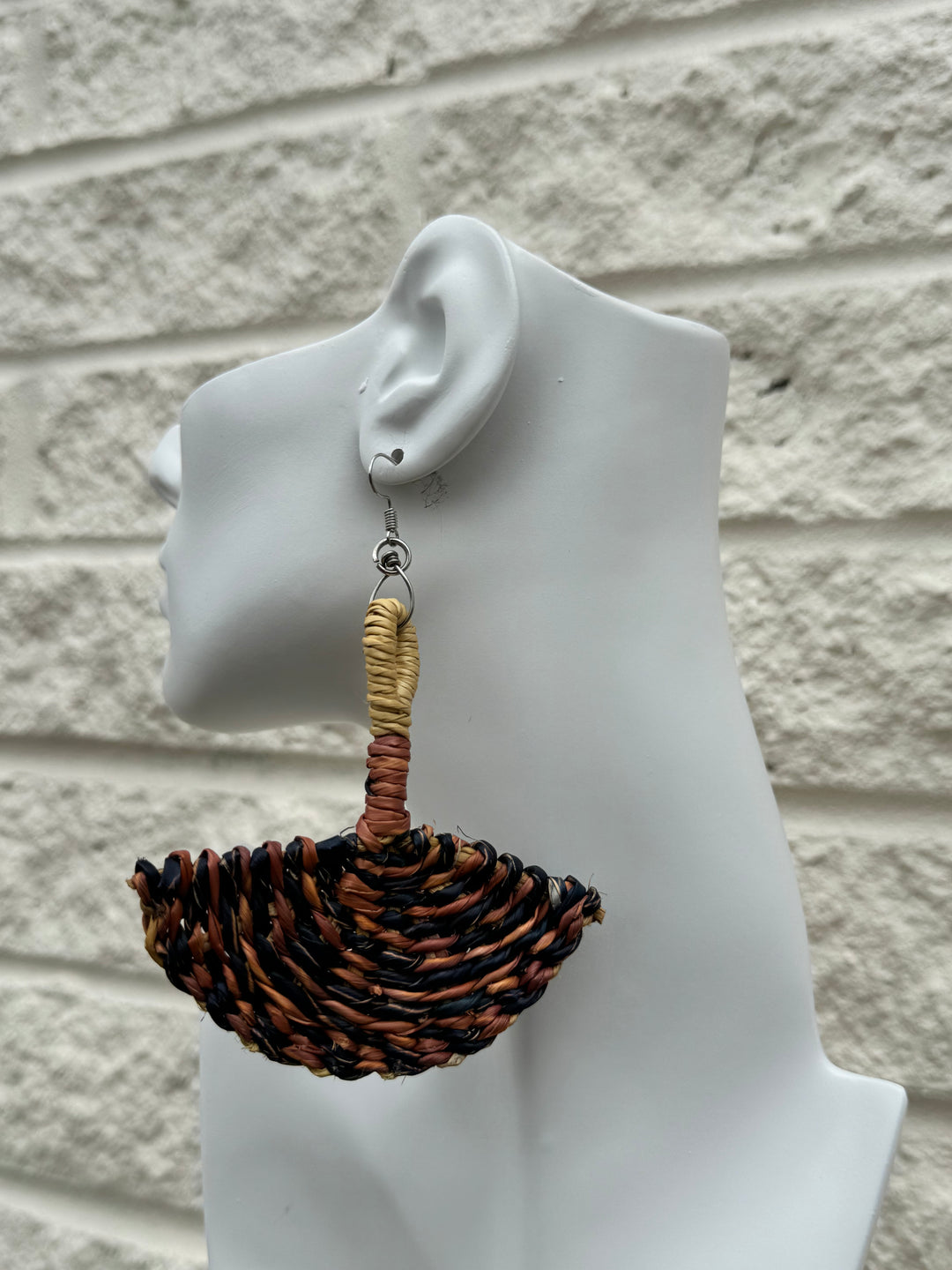 Assorted Fans Woven Straw Earrings