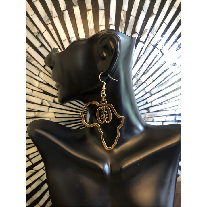 Adinkra Symbols Africa Map Dangling Earrings - Trufacebygrace