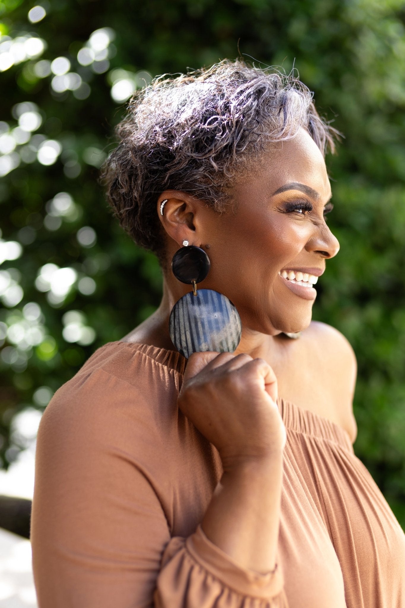 Afiya Stripes Horn Statement Earrings - Trufacebygrace