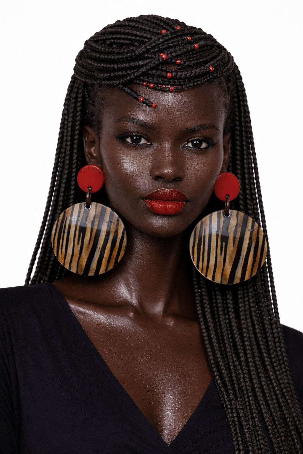 Afiya Stripes Horn Statement Earrings - Trufacebygrace
