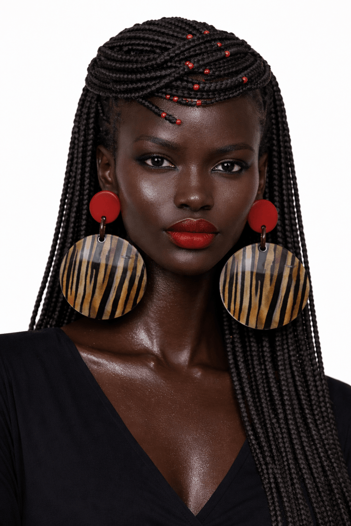 Afiya Stripes Horn Statement Earrings - Trufacebygrace