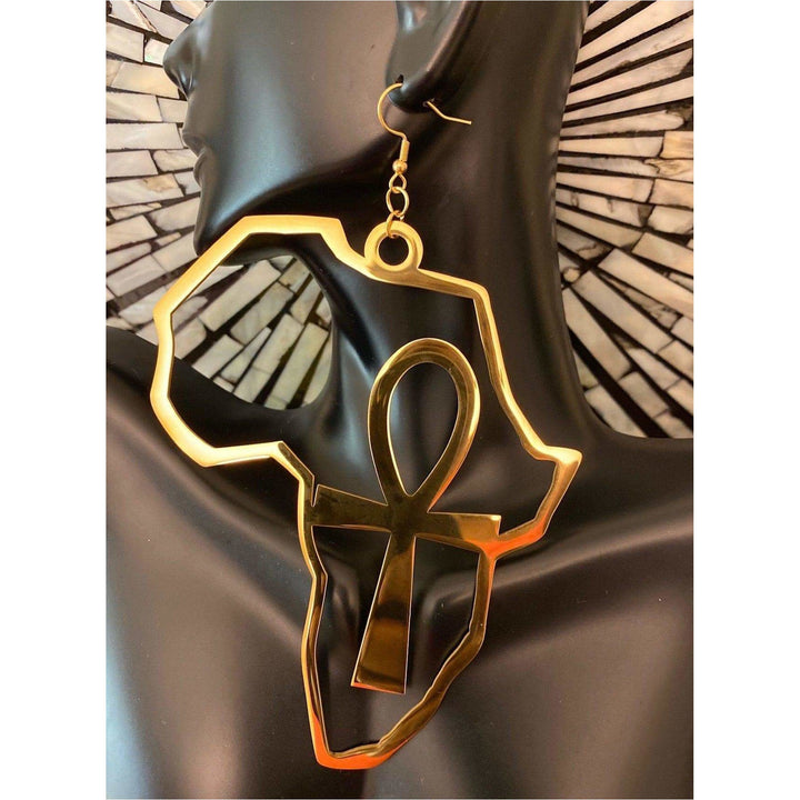 Africa Dangling with Ankh Symbol Earrings - Trufacebygrace