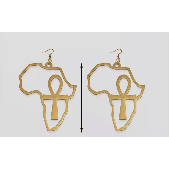 Africa Dangling with Ankh Symbol Earrings - Trufacebygrace