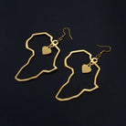 Africa Map Dangling Earrings with love Pendant - Trufacebygrace