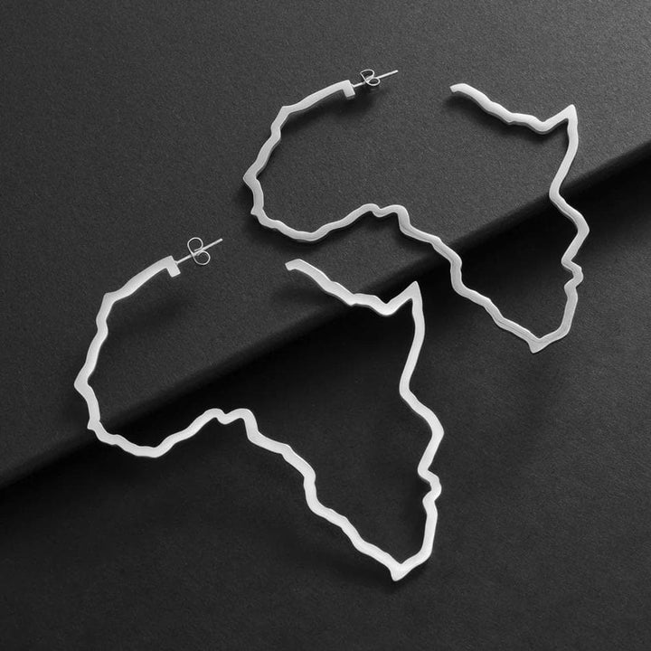 Africa Map Earrings Detailed Hoop Earrings - Trufacebygrace