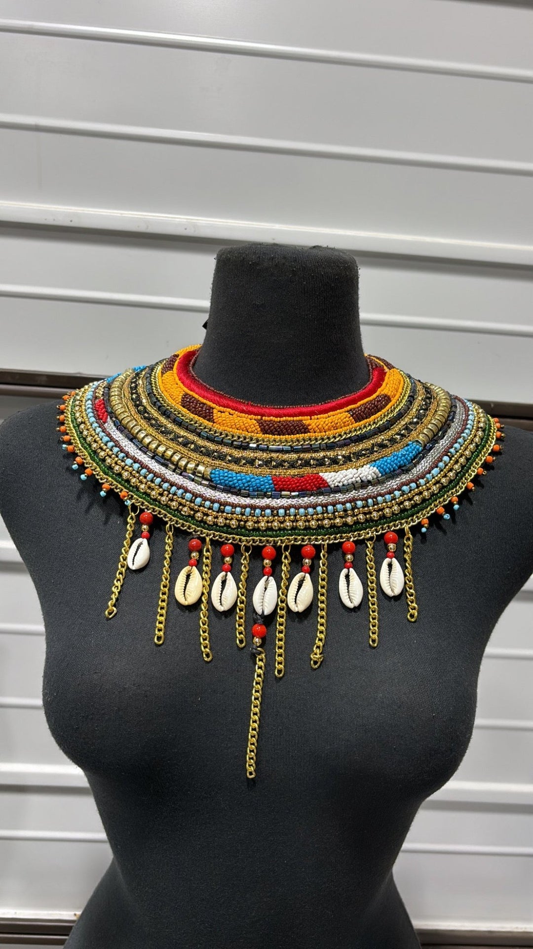 African Beaded Cowrie Shell Statement Necklace - Trufacebygrace