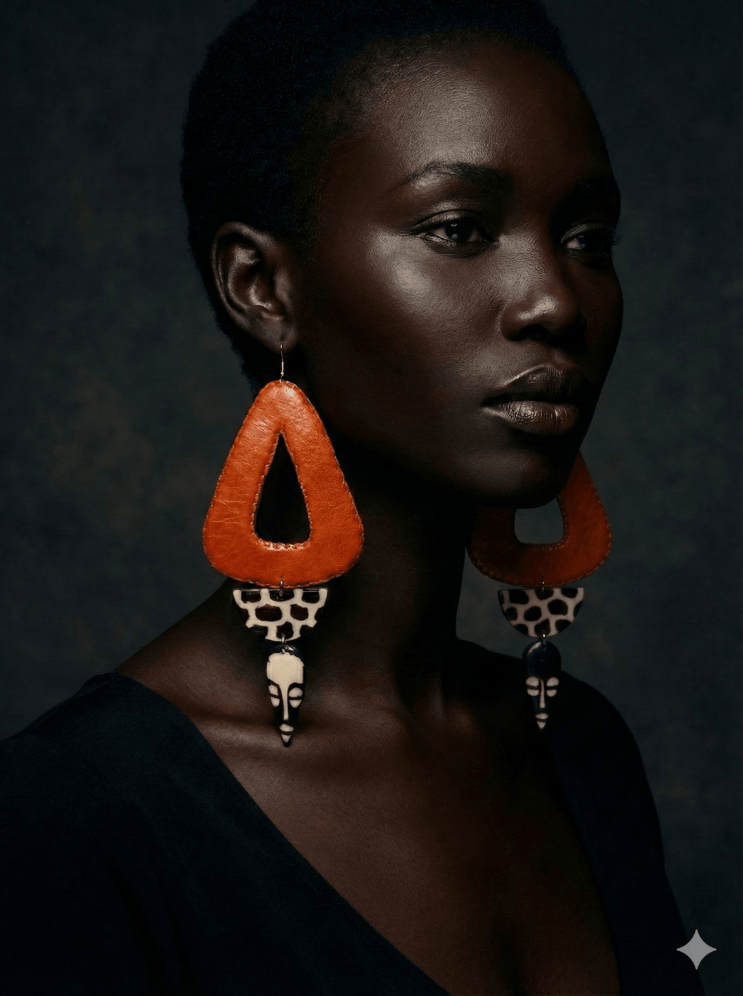 African in my veins horn and leather , wood Earring - Trufacebygrace