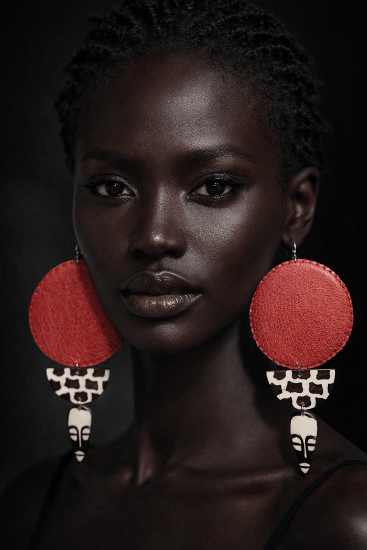 African in my veins horn and leather , wood Earring - Trufacebygrace