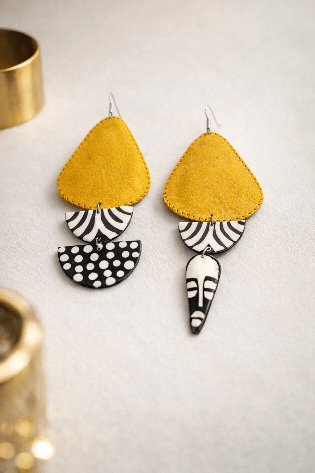 African in my veins horn and leather , wood Earring - Trufacebygrace