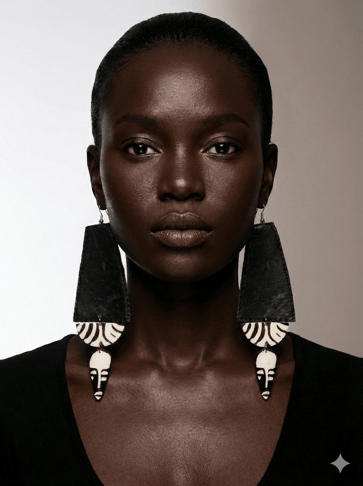 African in my veins horn and leather , wood Earring - Trufacebygrace