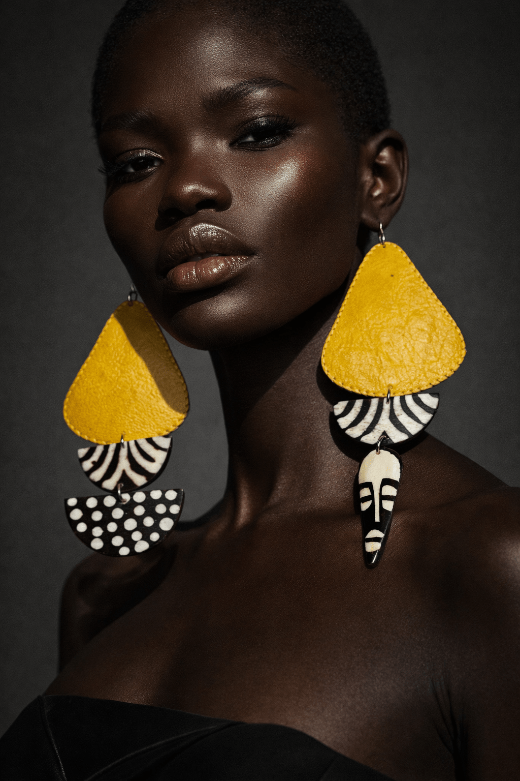 African in my veins horn and leather , wood Earring - Trufacebygrace