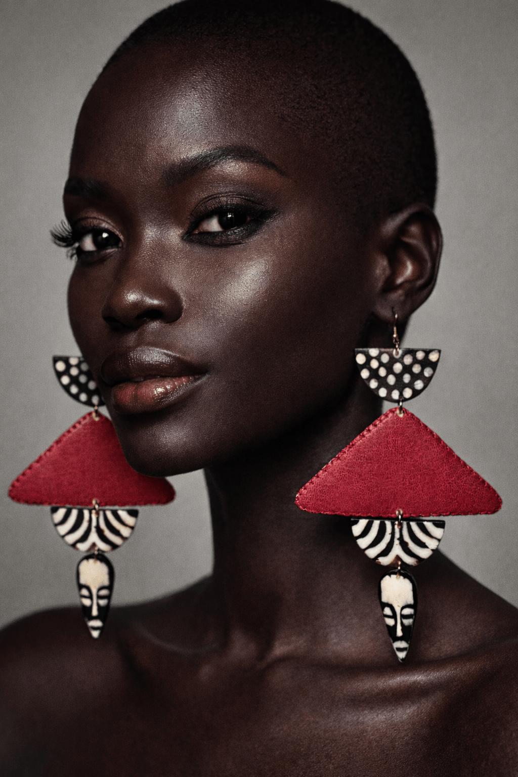 African in my veins horn and leather , wood Earring - Trufacebygrace