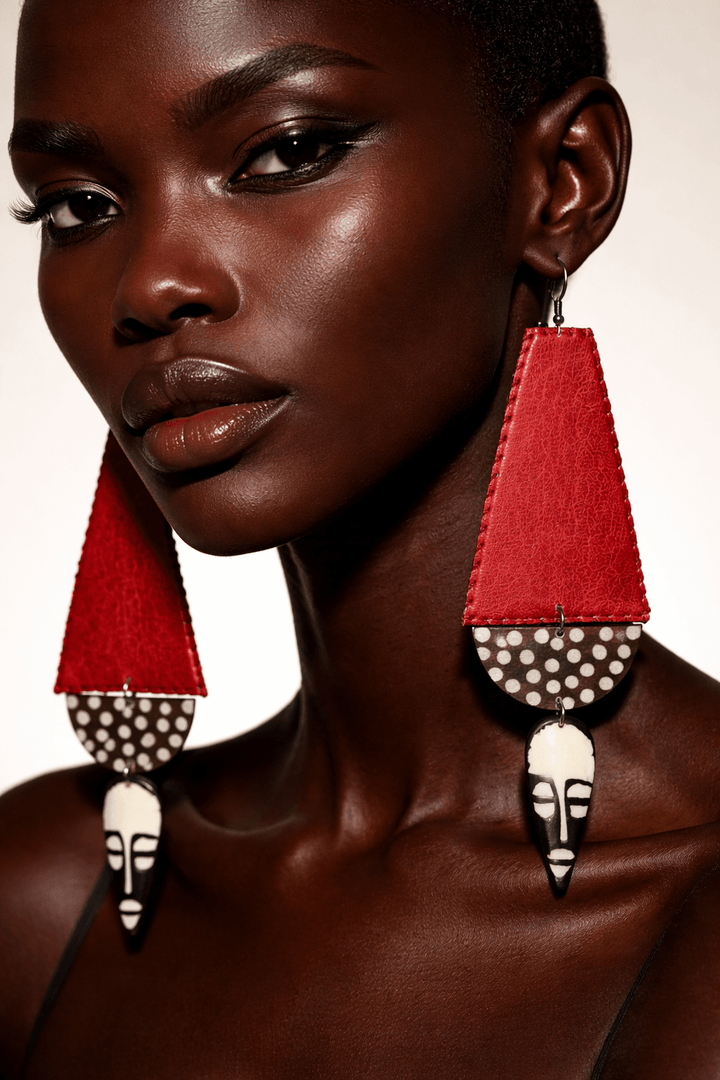 African in my veins horn and leather , wood Earring - Trufacebygrace