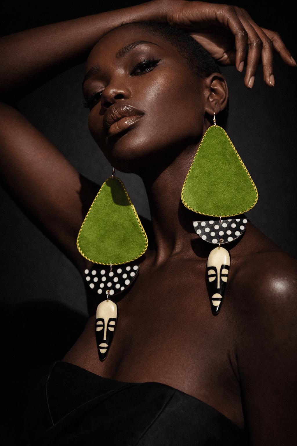 African in my veins horn, leather/wood Earring - Trufacebygrace