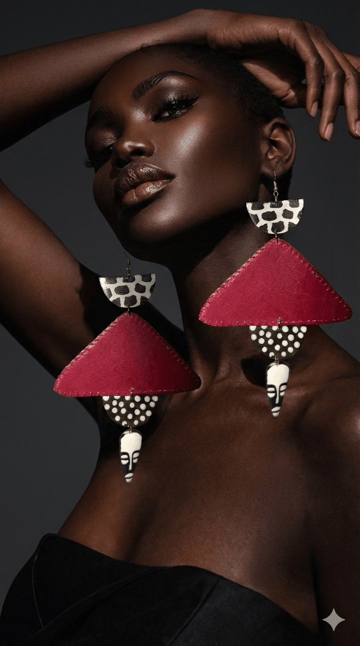 African in my veins horn, leather/wood Earring - Trufacebygrace