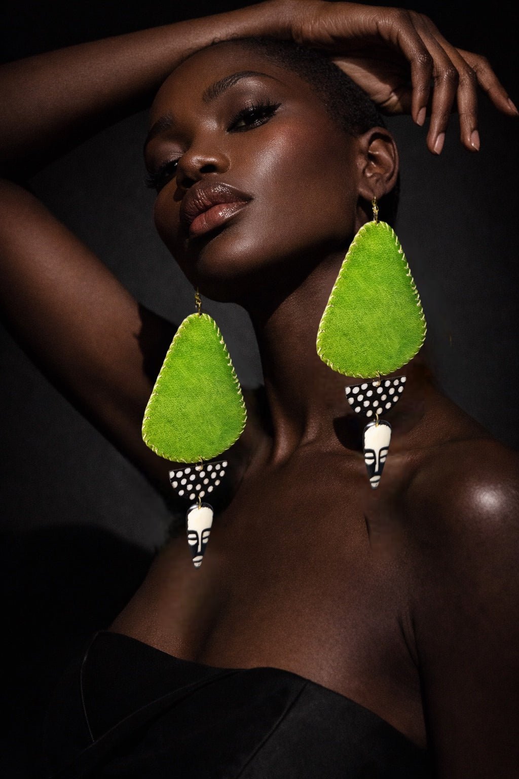 African in my veins horn, leather/wood Earring - Trufacebygrace