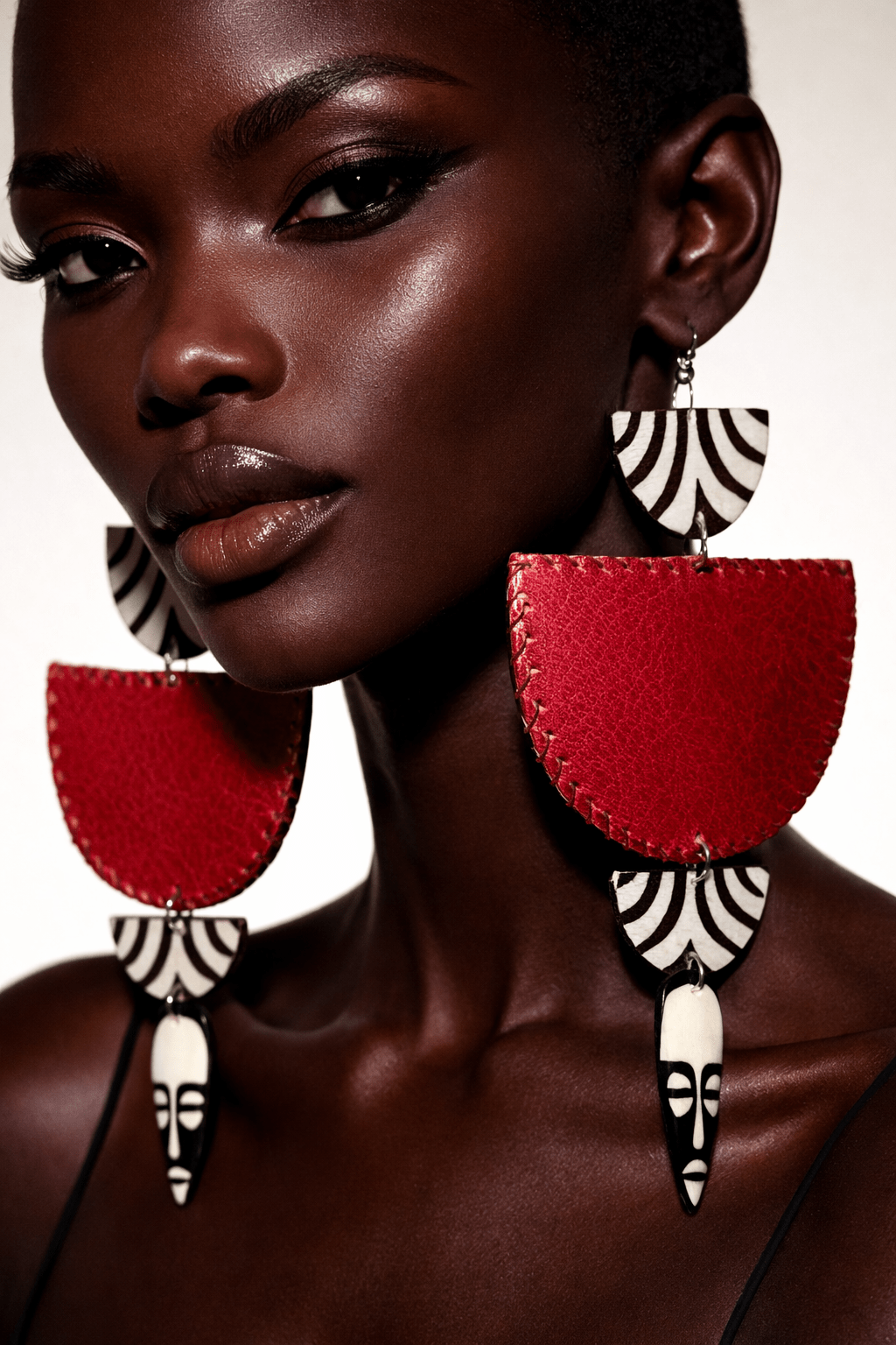 African in my veins horn, leather/wood Earring - Trufacebygrace