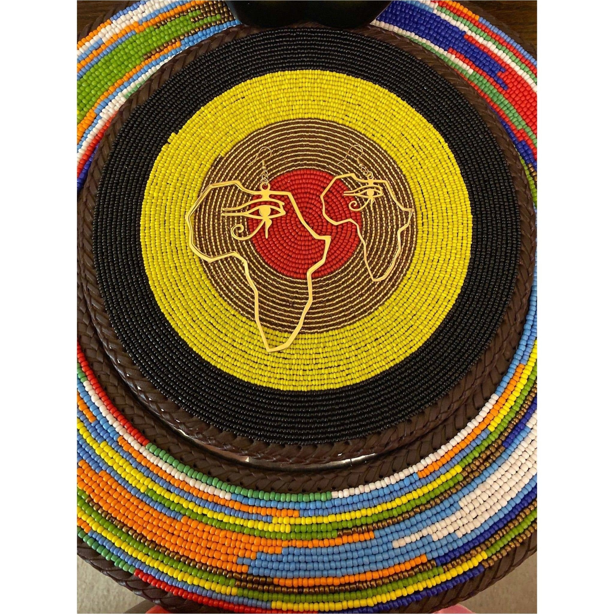 African Map with Eye of Horus Symbol Earrings - Trufacebygrace
