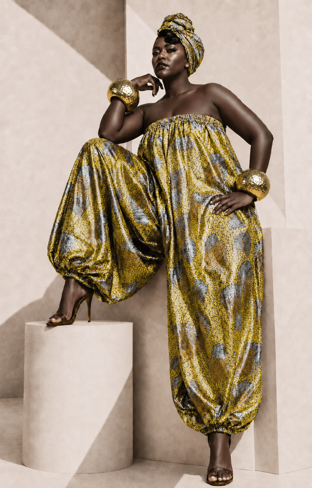 African Print Balloon Jumpsuit - Trufacebygrace