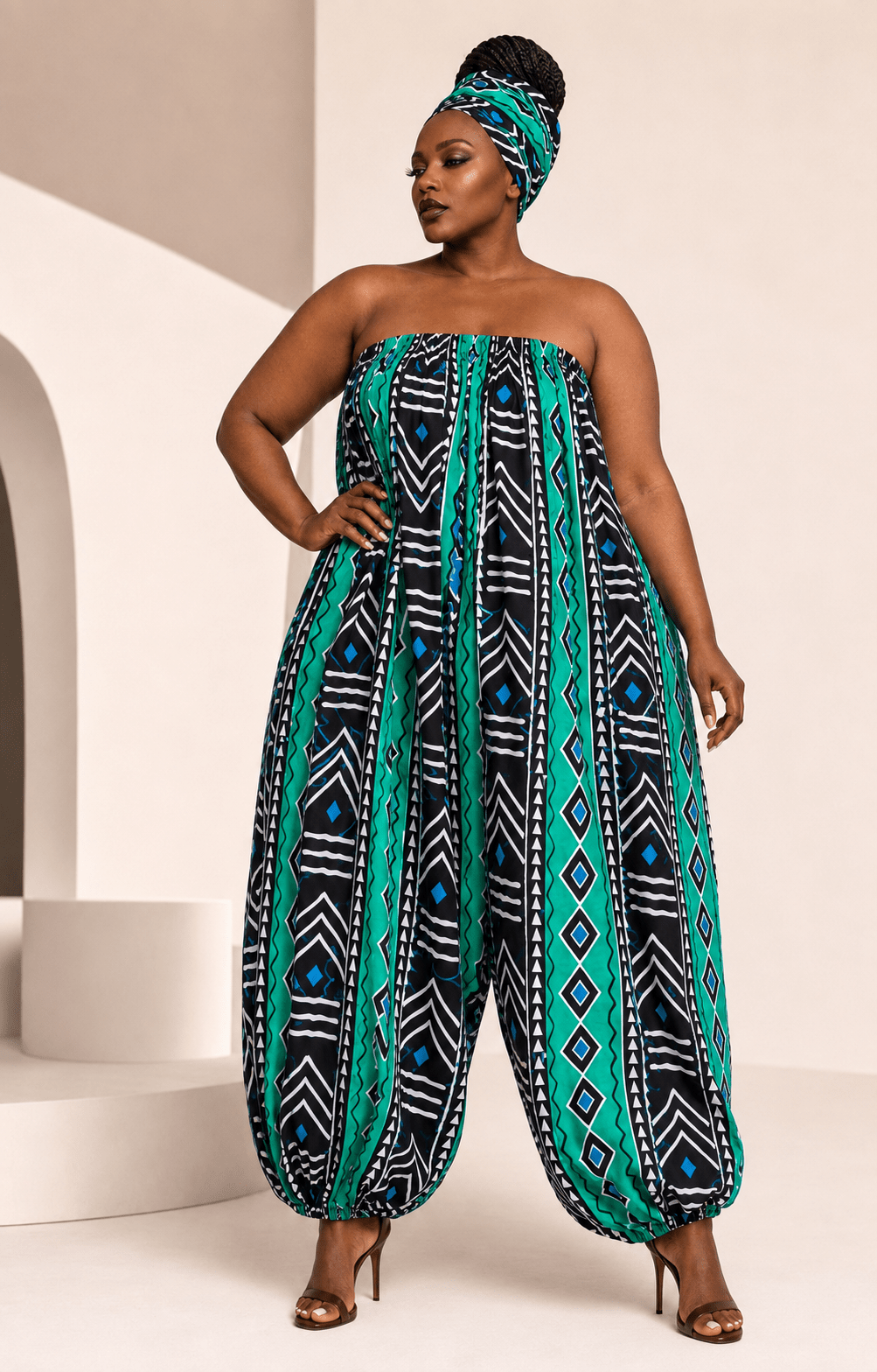 African Print Balloon Jumpsuit - Trufacebygrace