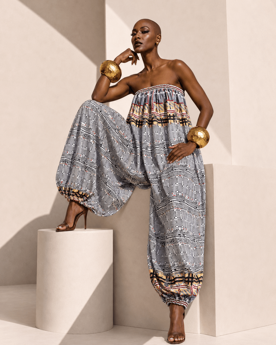 African Print Balloon Jumpsuit - Trufacebygrace