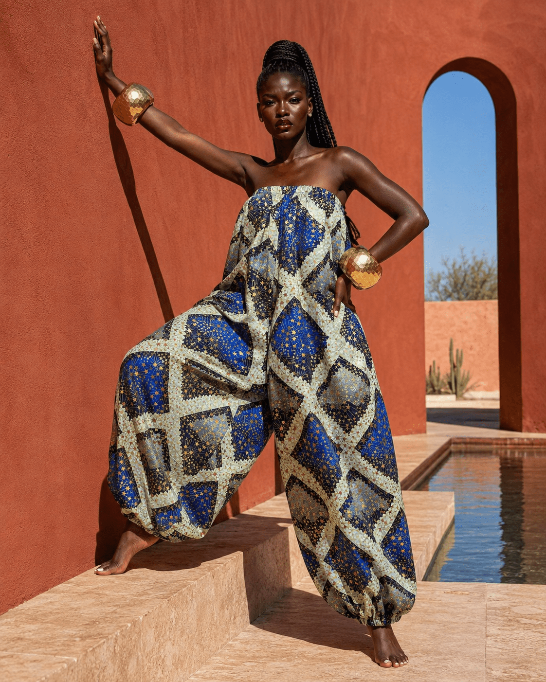 African Print Balloon Jumpsuit - Trufacebygrace