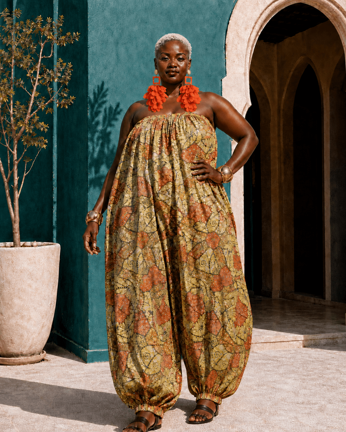 African Print Balloon Jumpsuit - Trufacebygrace