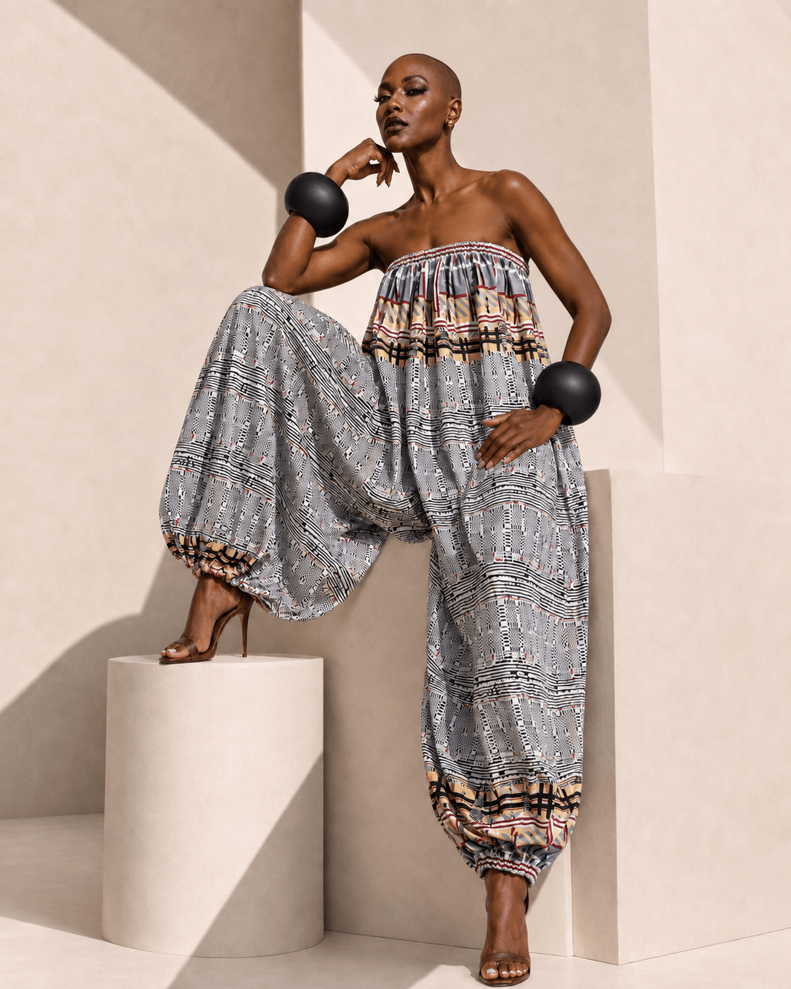 African Print Balloon Jumpsuit - Trufacebygrace