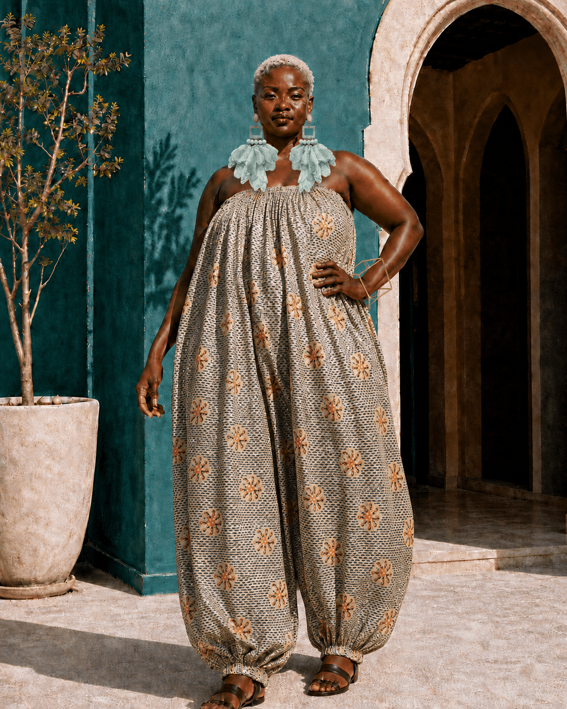 African Print Balloon Jumpsuit - Trufacebygrace