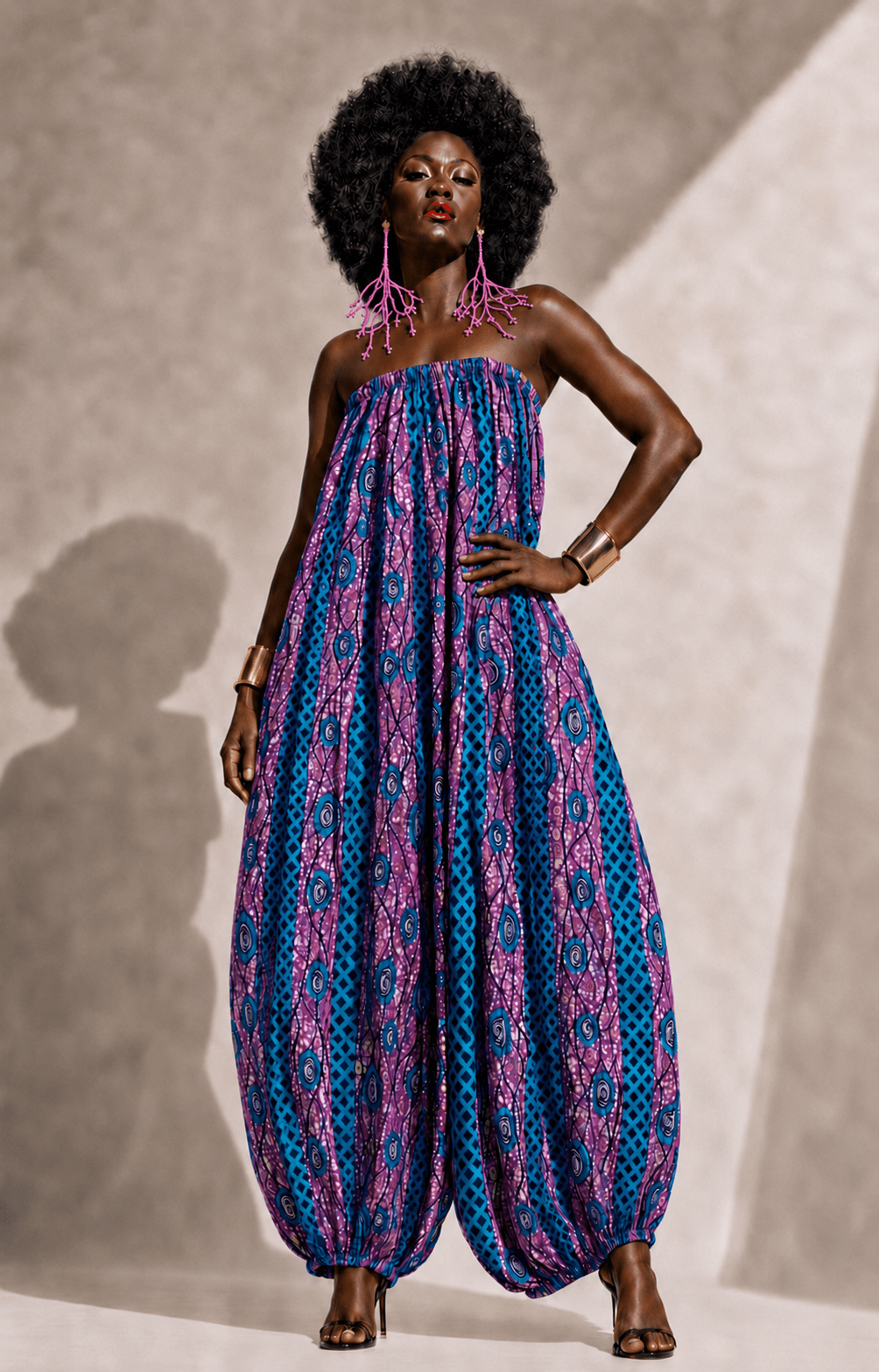 African Print Balloon Jumpsuit - Trufacebygrace